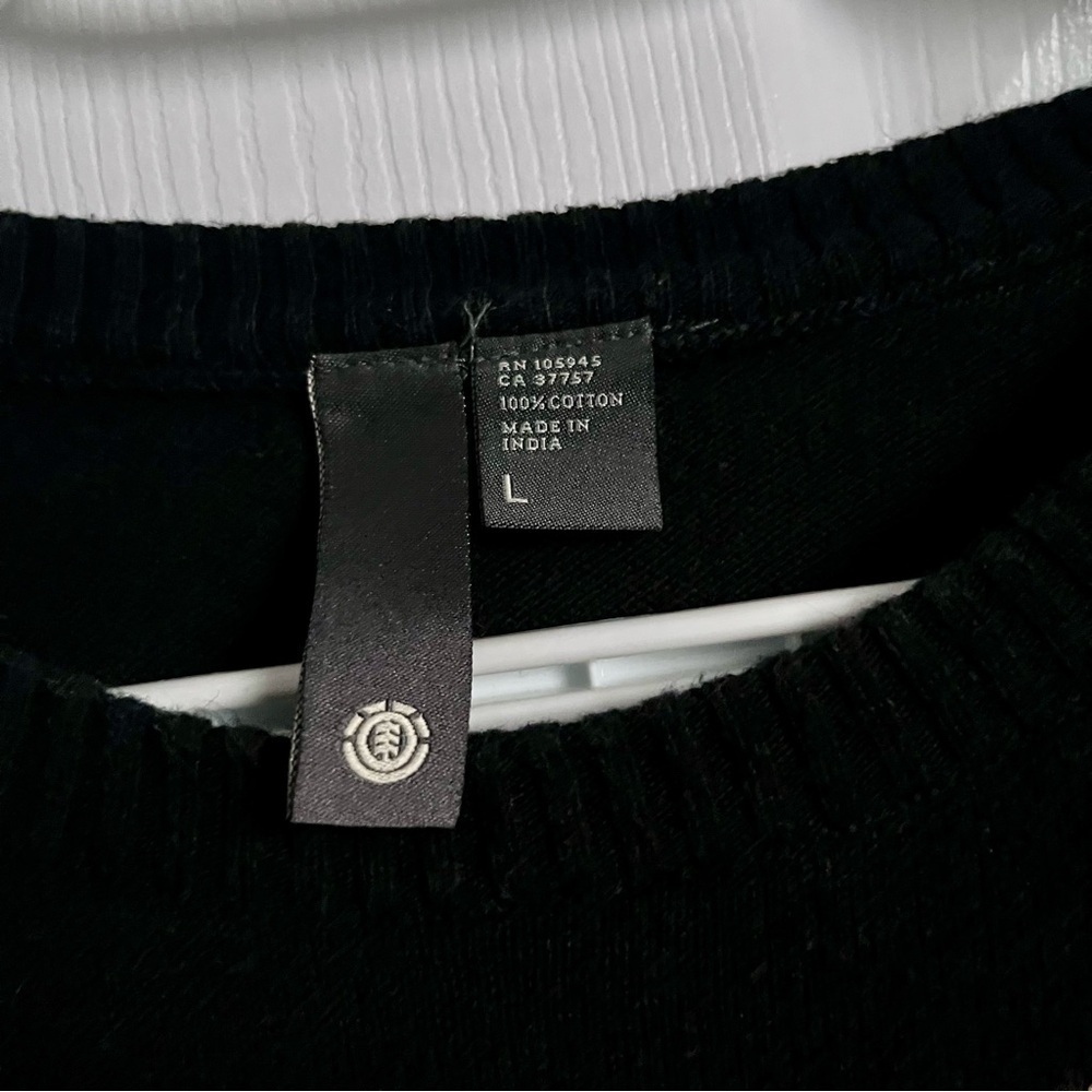 Element Sweater Pull Large Men striped long sleeve black preppy winter crew neck - Picture 2 of 5